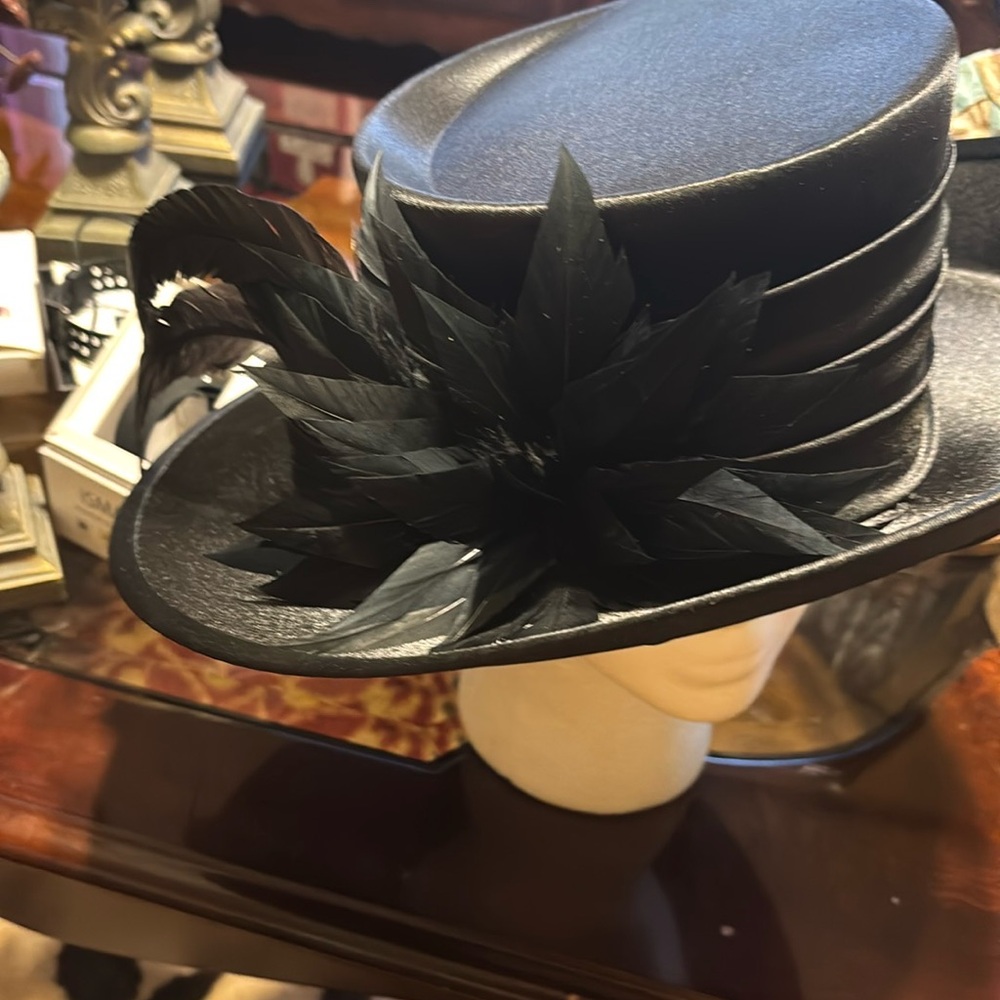 Elegant Black Feathered Hat